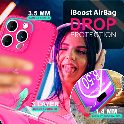NALIA Neon Silikonhülle für iPhone 16 Pro Max – Knallige Signal-Farbe & Linsenschutz – VIBE (Transparentes Case) – Marke aus Berlin