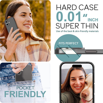 NALIA Ultra Slim Hardcase für iPhone 16 – Matt-Transparent & 0.3mm Dünn – PHANTOM (Hauchdünnes Cover & Kamera-Vollschutz) – Marke aus Berlin
