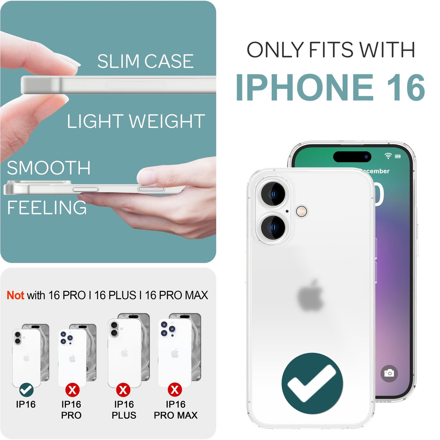 NALIA Ultra Slim Hardcase für iPhone 16 – Matt-Transparent & 0.3mm Dünn – PHANTOM (Hauchdünnes Cover & Kamera-Vollschutz) – Marke aus Berlin