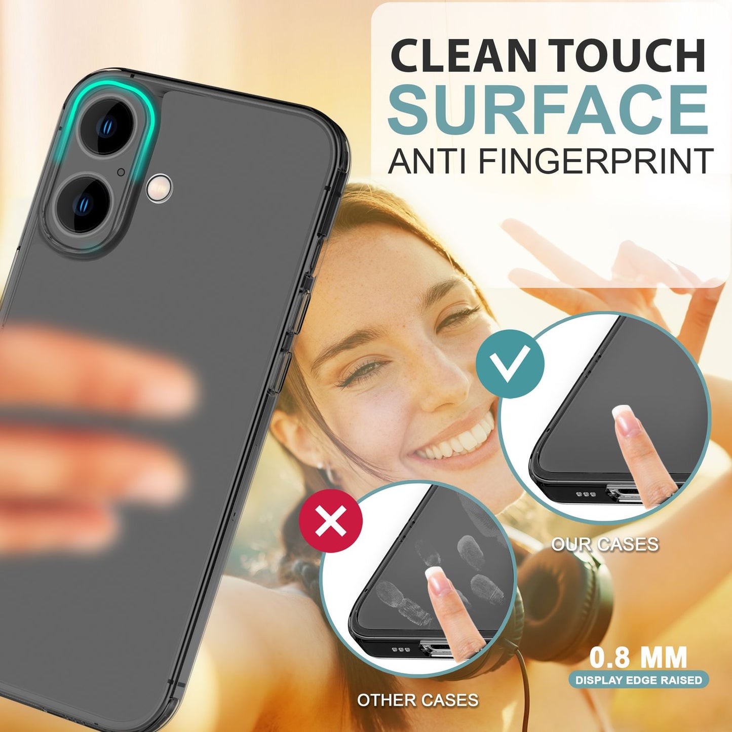 NALIA Ultra Slim Hardcase für iPhone 16 Plus – Matt-Transparent & 0.3mm Dünn – PHANTOM (Hauchdünnes Cover & Kamera-Vollschutz) – Marke aus Berlin