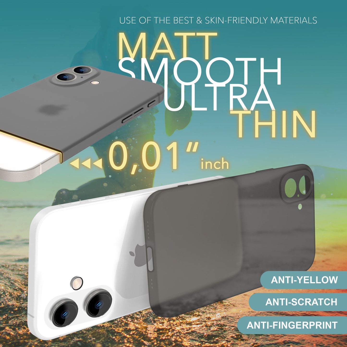 NALIA Ultra Slim Hardcase für iPhone 16 Plus – Matt-Transparent & 0.3mm Dünn – PHANTOM (Hauchdünnes Cover & Kamera-Vollschutz) – Marke aus Berlin
