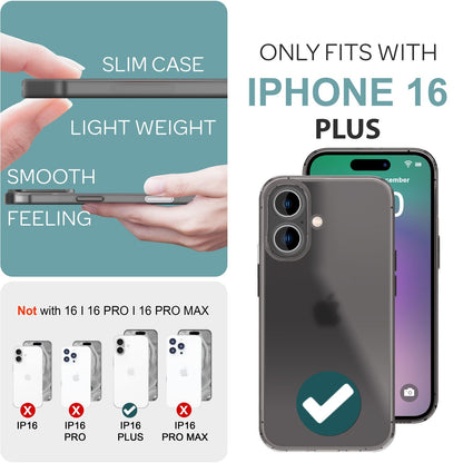 NALIA Ultra Slim Hardcase für iPhone 16 Plus – Matt-Transparent & 0.3mm Dünn – PHANTOM (Hauchdünnes Cover & Kamera-Vollschutz) – Marke aus Berlin