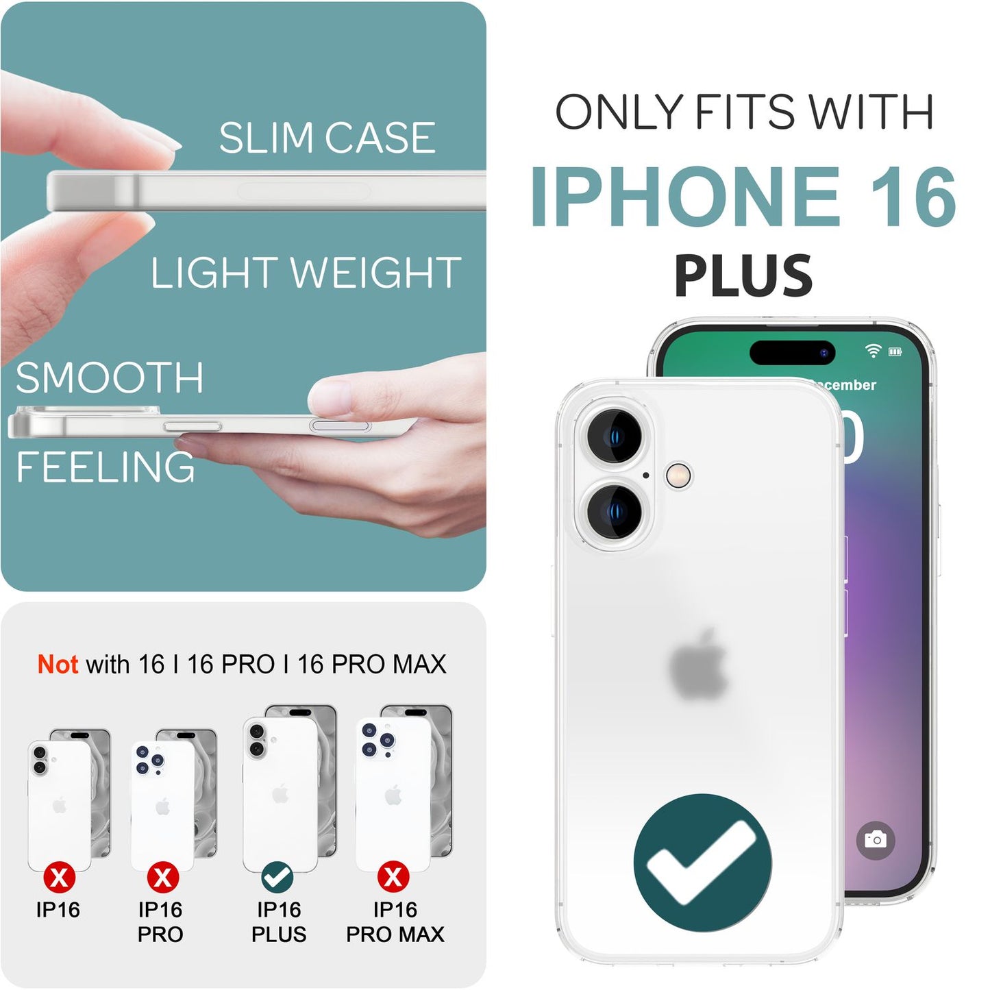 NALIA Ultra Slim Hardcase für iPhone 16 Plus – Matt-Transparent & 0.3mm Dünn – PHANTOM (Hauchdünnes Cover & Kamera-Vollschutz) – Marke aus Berlin