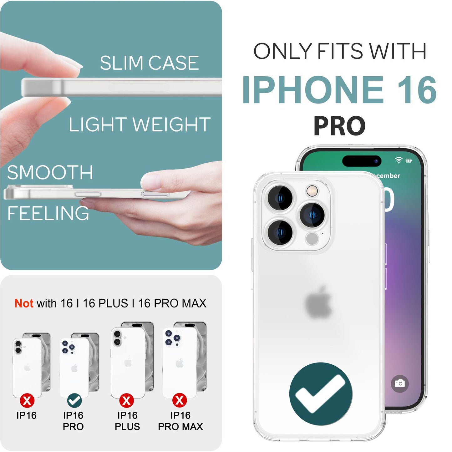 NALIA Ultra Slim Hardcase für iPhone 16 Pro – Matt-Transparent & 0.3mm Dünn – PHANTOM (Hauchdünnes Cover & Kamera-Vollschutz) – Marke aus Berlin