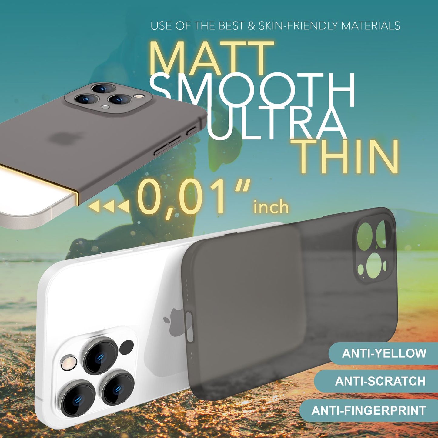 NALIA Ultra Slim Hardcase für iPhone 16 Pro Max – Matt-Transparent & 0.3mm Dünn – PHANTOM (Hauchdünnes Cover & Kamera-Vollschutz) – Marke aus Berlin
