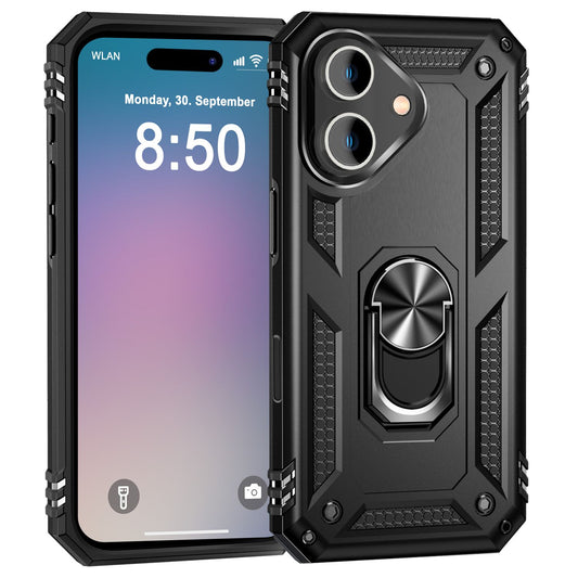 NALIA Panzerhülle für iPhone 16 Plus – Ring-Ständer 360° & Magnet-Halterung Kompatibel – RINGDEFEND (Stoßfestes Outdoor Case) – Marke aus Berlin