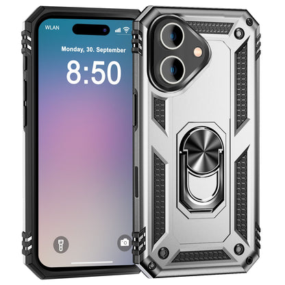 NALIA Panzerhülle für iPhone 16 Plus – Ring-Ständer 360° & Magnet-Halterung Kompatibel – RINGDEFEND (Stoßfestes Outdoor Case) – Marke aus Berlin