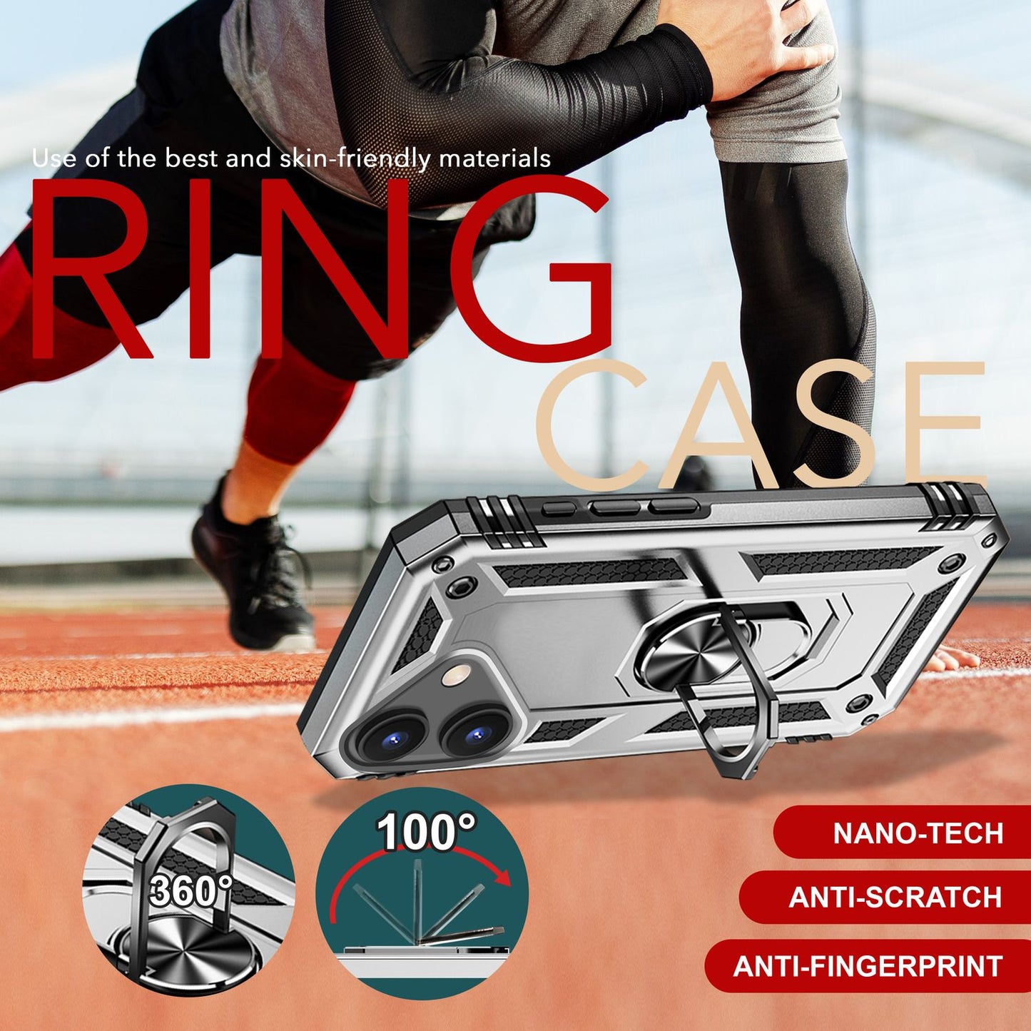 NALIA Panzerhülle für iPhone 16 Plus – Ring-Ständer 360° & Magnet-Halterung Kompatibel – RINGDEFEND (Stoßfestes Outdoor Case) – Marke aus Berlin
