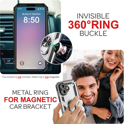 NALIA Panzerhülle für iPhone 16 Plus – Ring-Ständer 360° & Magnet-Halterung Kompatibel – RINGDEFEND (Stoßfestes Outdoor Case) – Marke aus Berlin