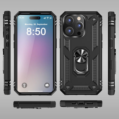 NALIA Panzerhülle für iPhone 16 Pro – Ring-Ständer 360° & Magnet-Halterung Kompatibel – RINGDEFEND (Stoßfestes Outdoor Case) – Marke aus Berlin
