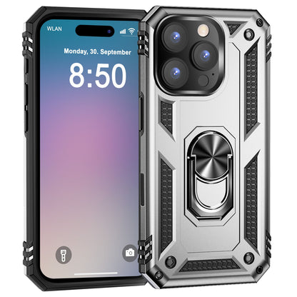 NALIA Panzerhülle für iPhone 16 Pro – Ring-Ständer 360° & Magnet-Halterung Kompatibel – RINGDEFEND (Stoßfestes Outdoor Case) – Marke aus Berlin
