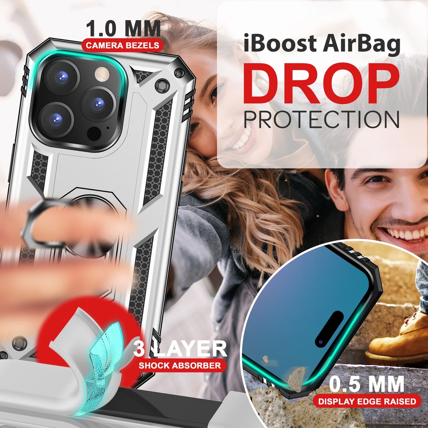 NALIA Panzerhülle für iPhone 16 Pro – Ring-Ständer 360° & Magnet-Halterung Kompatibel – RINGDEFEND (Stoßfestes Outdoor Case) – Marke aus Berlin