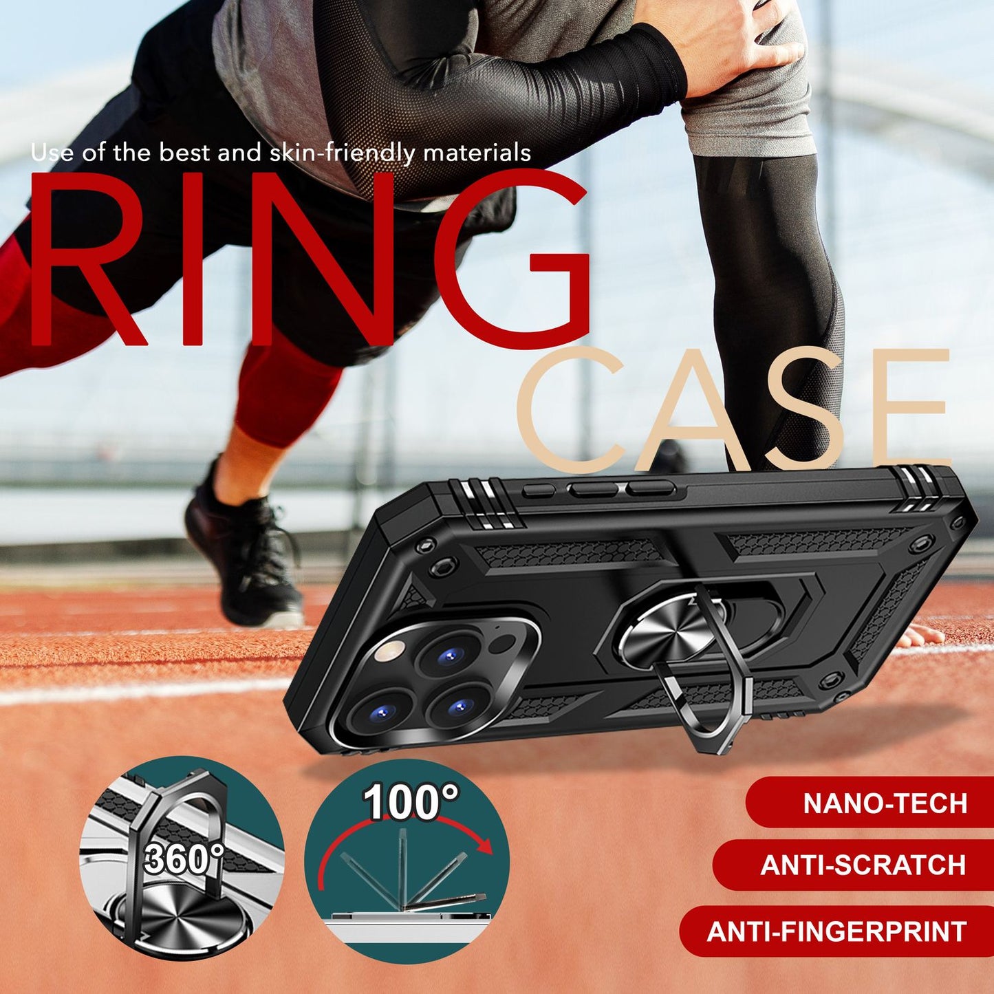 NALIA Panzerhülle für iPhone 16 Pro Max – Ring-Ständer 360° & Magnet-Halterung Kompatibel – RINGDEFEND (Stoßfestes Outdoor Case) – Marke aus Berlin
