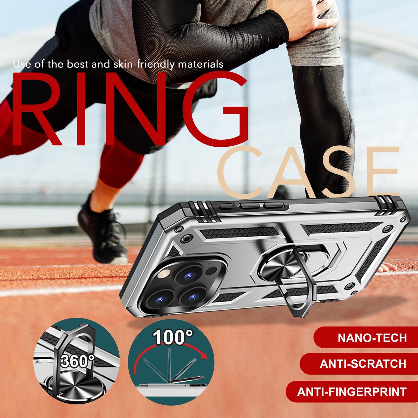 NALIA Panzerhülle für iPhone 16 Pro Max – Ring-Ständer 360° & Magnet-Halterung Kompatibel – RINGDEFEND (Stoßfestes Outdoor Case) – Marke aus Berlin
