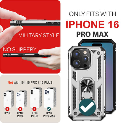 NALIA Panzerhülle für iPhone 16 Pro Max – Ring-Ständer 360° & Magnet-Halterung Kompatibel – RINGDEFEND (Stoßfestes Outdoor Case) – Marke aus Berlin