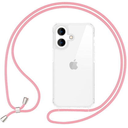 NALIA Handykette für iPhone 16 – Transparentes Hybrid-Case & Band – HANGIT PRO (Anti-Gelb Rückseite & Verstellbar) – Marke aus Berlin