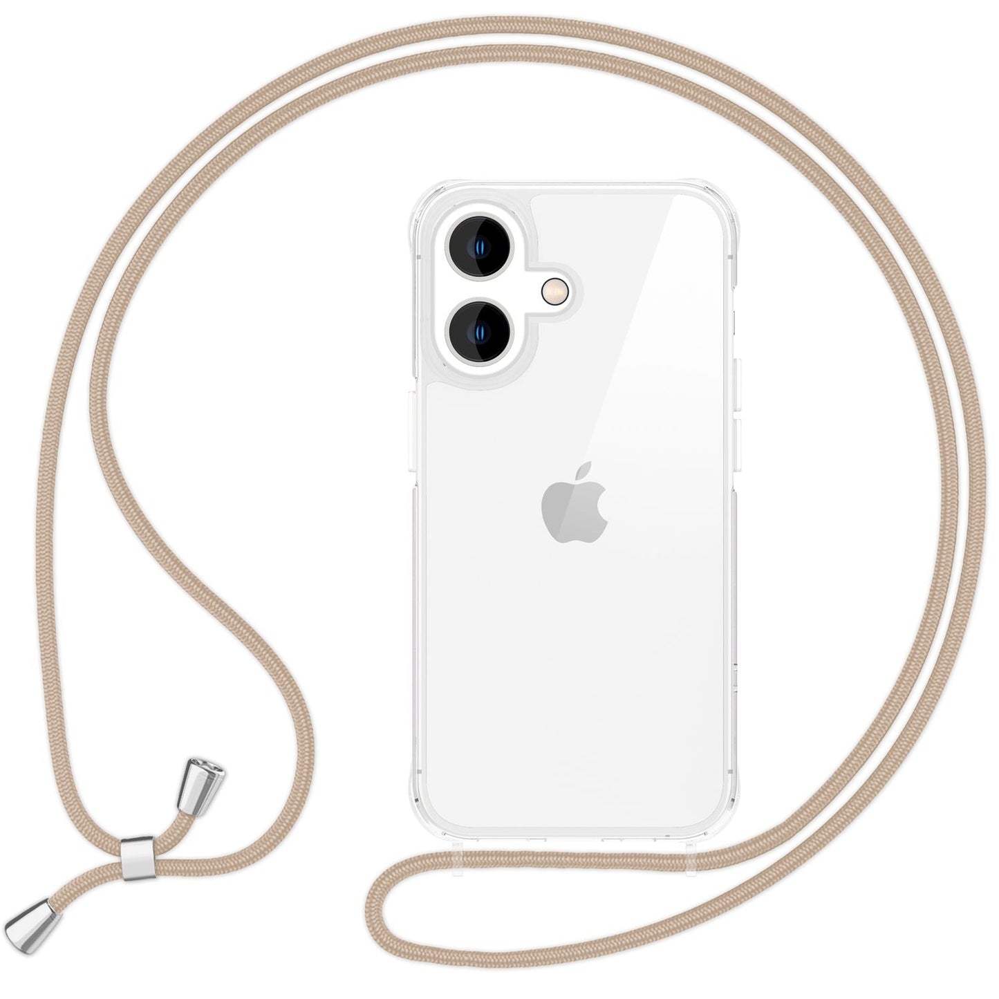 NALIA Handykette für iPhone 16 Plus – Transparentes Hybrid-Case & Band – HANGIT PRO (Anti-Gelb Rückseite & Verstellbar) – Marke aus Berlin
