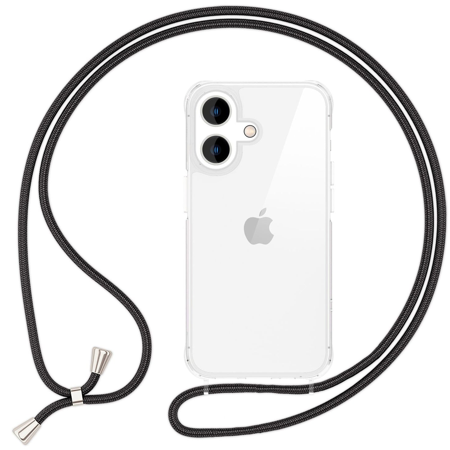 NALIA Handykette für iPhone 16 Plus – Transparentes Hybrid-Case & Band – HANGIT PRO (Anti-Gelb Rückseite & Verstellbar) – Marke aus Berlin