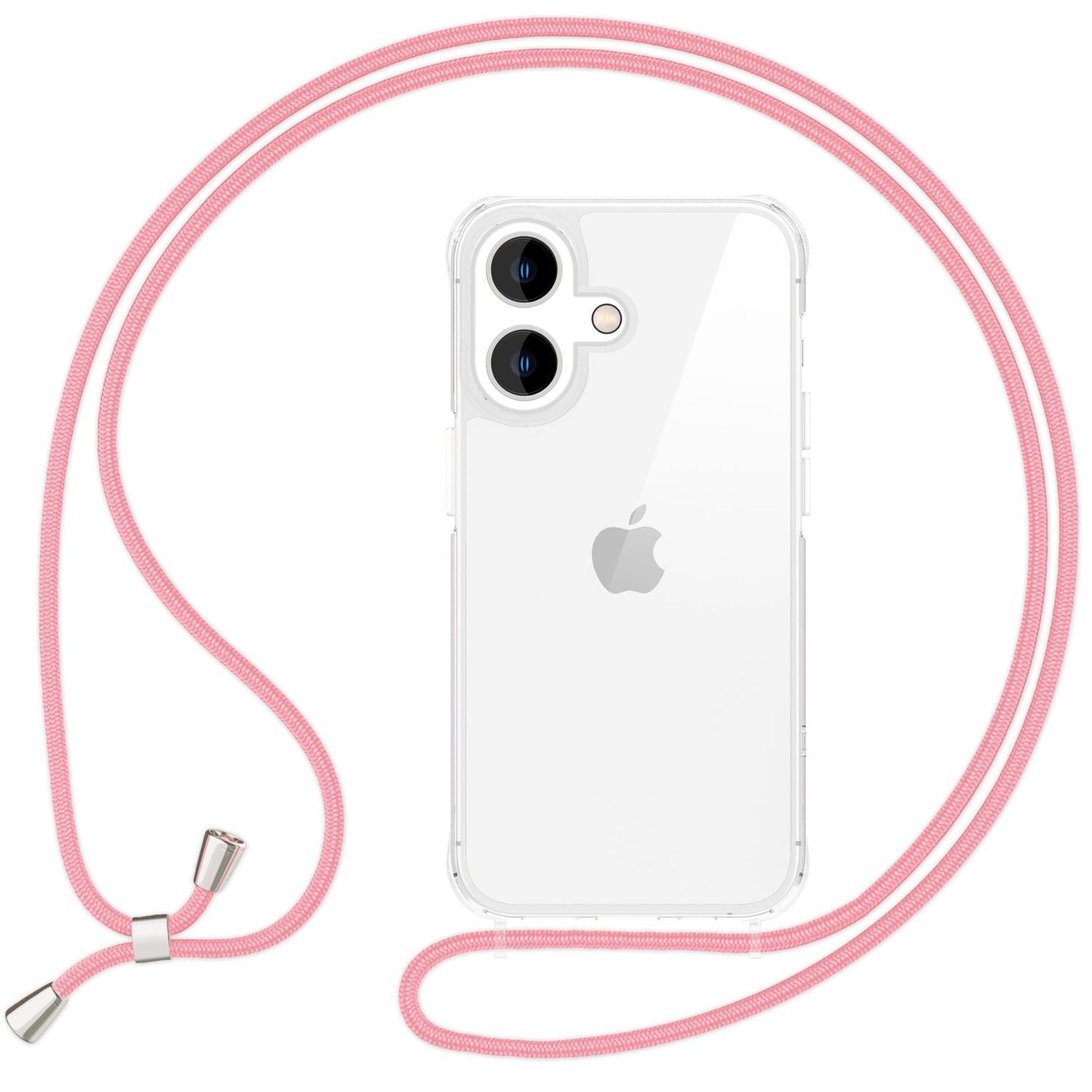 NALIA Handykette für iPhone 16 Plus – Transparentes Hybrid-Case & Band – HANGIT PRO (Anti-Gelb Rückseite & Verstellbar) – Marke aus Berlin