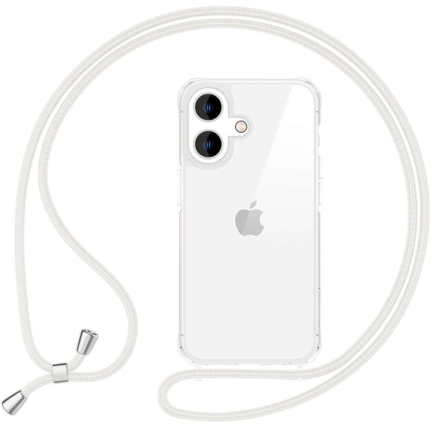 NALIA Handykette für iPhone 16 Plus – Transparentes Hybrid-Case & Band – HANGIT PRO (Anti-Gelb Rückseite & Verstellbar) – Marke aus Berlin