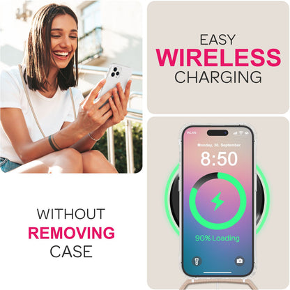 NALIA Handykette für iPhone 16 Pro Max – Transparentes Hybrid-Case & Band – HANGIT PRO (Anti-Gelb Rückseite & Verstellbar) – Marke aus Berlin