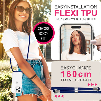 NALIA Handykette für iPhone 16 Pro Max – Transparentes Hybrid-Case & Band – HANGIT PRO (Anti-Gelb Rückseite & Verstellbar) – Marke aus Berlin