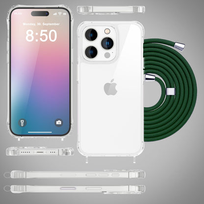 NALIA Handykette für iPhone 16 Pro Max – Transparentes Hybrid-Case & Band – HANGIT PRO (Anti-Gelb Rückseite & Verstellbar) – Marke aus Berlin
