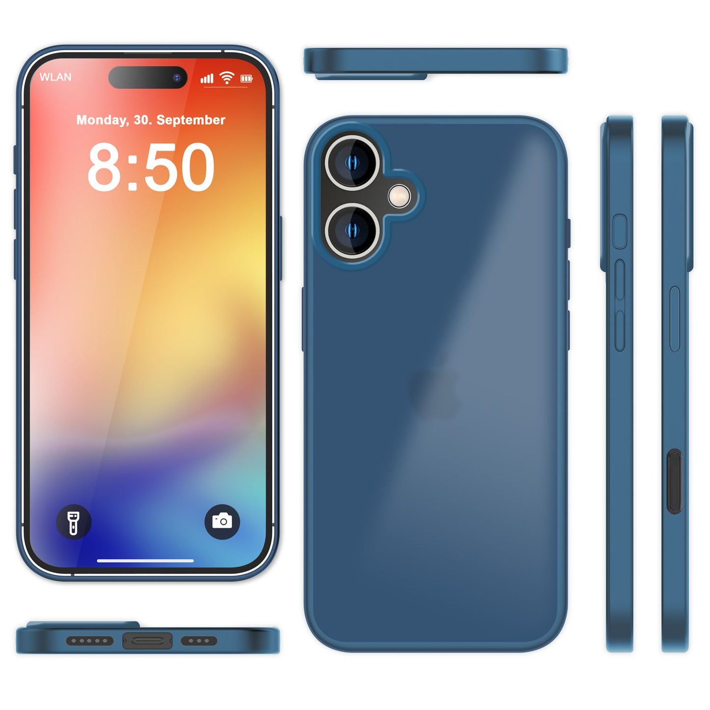 NALIA Matte Handyhülle für iPhone 16 – Stoßfester Silikon-Rahmen & Semi-Transparent – FUZION (Anti-Fingerprint Case) – Marke aus Berlin