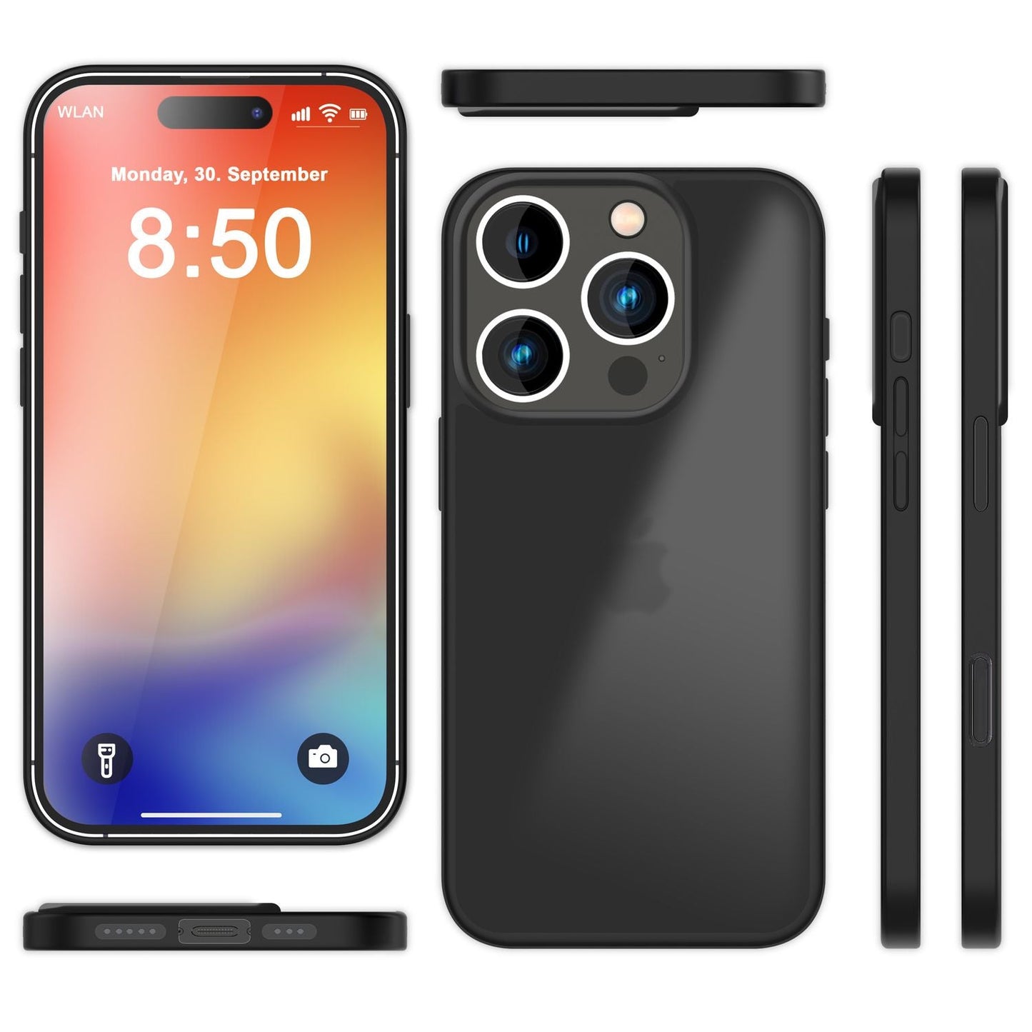 NALIA Matte Handyhülle für iPhone 16 Pro – Stoßfester Silikon-Rahmen & Semi-Transparent – FUZION (Anti-Fingerprint Case) – Marke aus Berlin