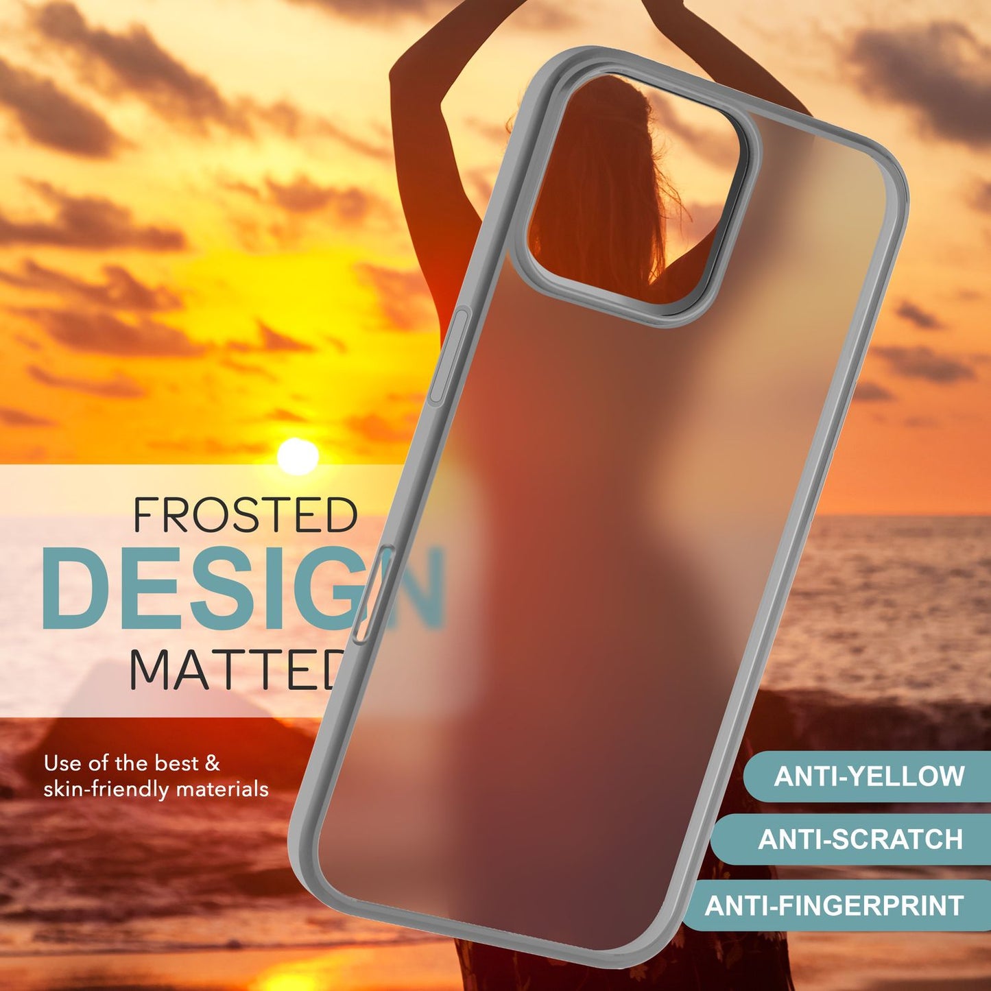 NALIA Matte Handyhülle für iPhone 16 Pro Max – Stoßfester Silikon-Rahmen & Semi-Transparent – FUZION (Anti-Fingerprint Case) – Marke aus Berlin