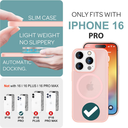 NALIA Magnet-Case für iPhone 16 Pro – Matt-Transparent & MagSafe Kompatibel – MATTEX (Rutschfest, Stoßfest & Anti-Fingerabdruck) – Marke aus Berlin