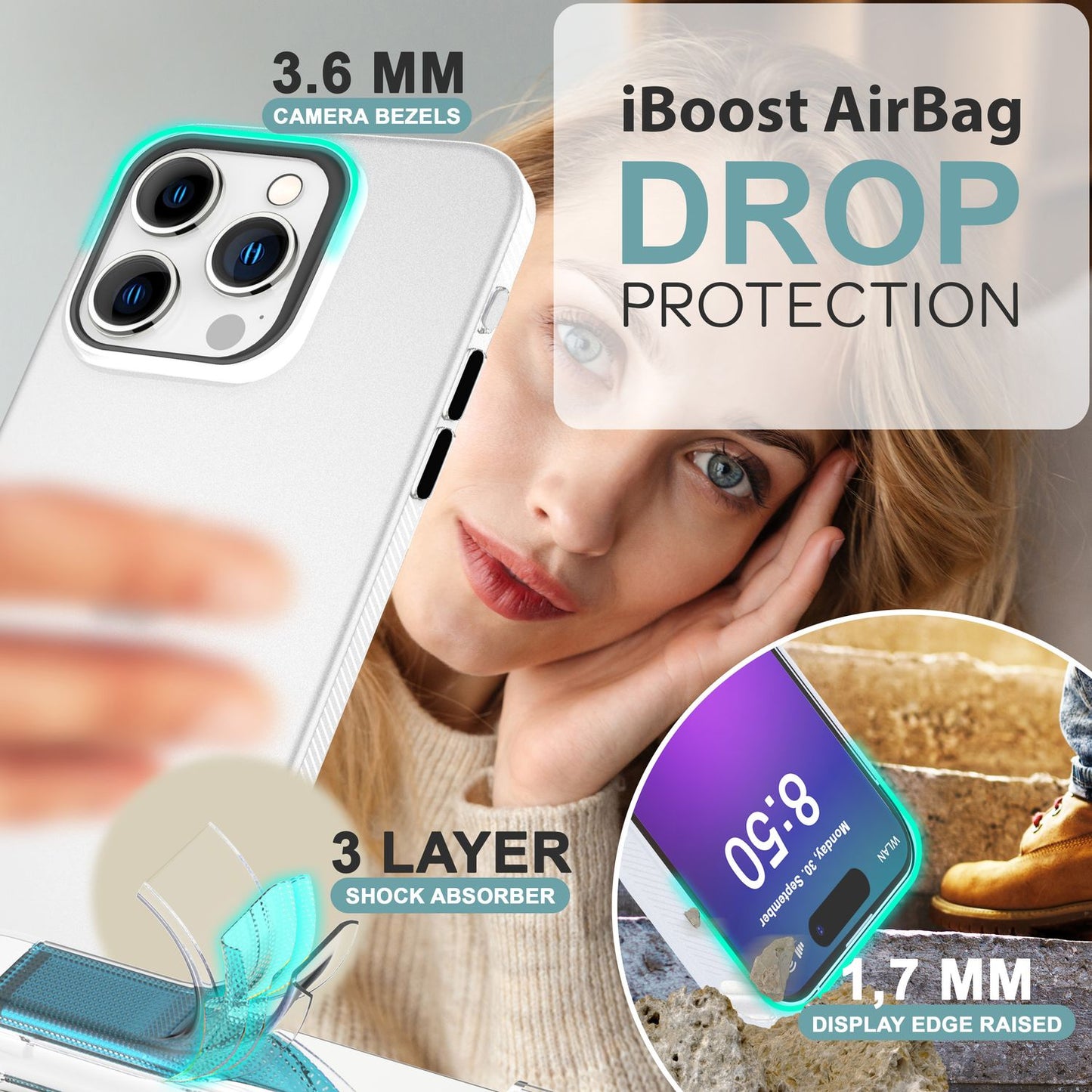 NALIA Silikonhülle für iPhone 16 Pro – Matt & Griffig Soft-Touch – ASTRON (Flexibles TPU Case & Stoßfest) – Marke aus Berlin