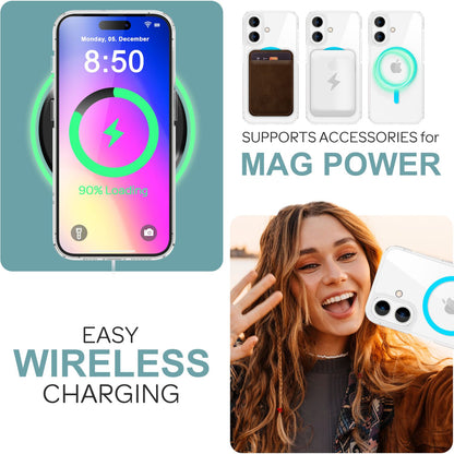 NALIA Neon-Ring Case für iPhone 16 – MagSafe Kompatibel & Nachleuchtend – NIGHT-GLOW (Transparent & Anti-Gelb) – Marke aus Berlin
