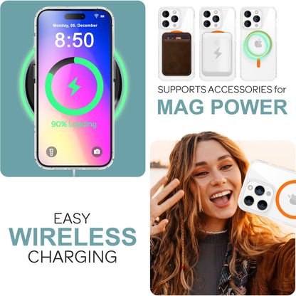 NALIA Neon-Ring Case für iPhone 16 Pro – MagSafe Kompatibel & Nachleuchtend – NIGHT-GLOW (Transparent & Anti-Gelb) – Marke aus Berlin