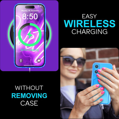 NALIA Neon Silikonhülle für iPhone 16 – Kartenfach & Knallige Signal-Farbe – CARDPOP (Anti-Shock Handyhülle) – Marke aus Berlin