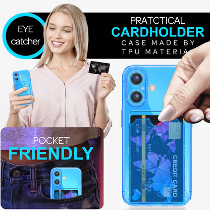 NALIA Neon Silikonhülle für iPhone 16 – Kartenfach & Knallige Signal-Farbe – CARDPOP (Anti-Shock Handyhülle) – Marke aus Berlin