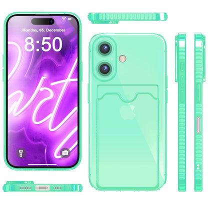 NALIA Neon Silikonhülle für iPhone 16 – Kartenfach & Knallige Signal-Farbe – CARDPOP (Anti-Shock Handyhülle) – Marke aus Berlin