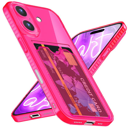 NALIA Neon Silikonhülle für iPhone 16 – Kartenfach & Knallige Signal-Farbe – CARDPOP (Anti-Shock Handyhülle) – Marke aus Berlin