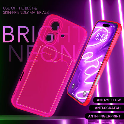 NALIA Neon Silikonhülle für iPhone 16 – Kartenfach & Knallige Signal-Farbe – CARDPOP (Anti-Shock Handyhülle) – Marke aus Berlin