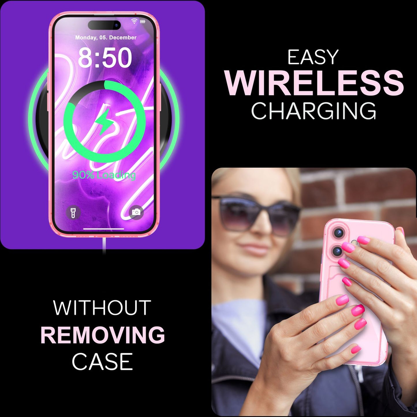NALIA Neon Silikonhülle für iPhone 16 – Kartenfach & Knallige Signal-Farbe – CARDPOP (Anti-Shock Handyhülle) – Marke aus Berlin