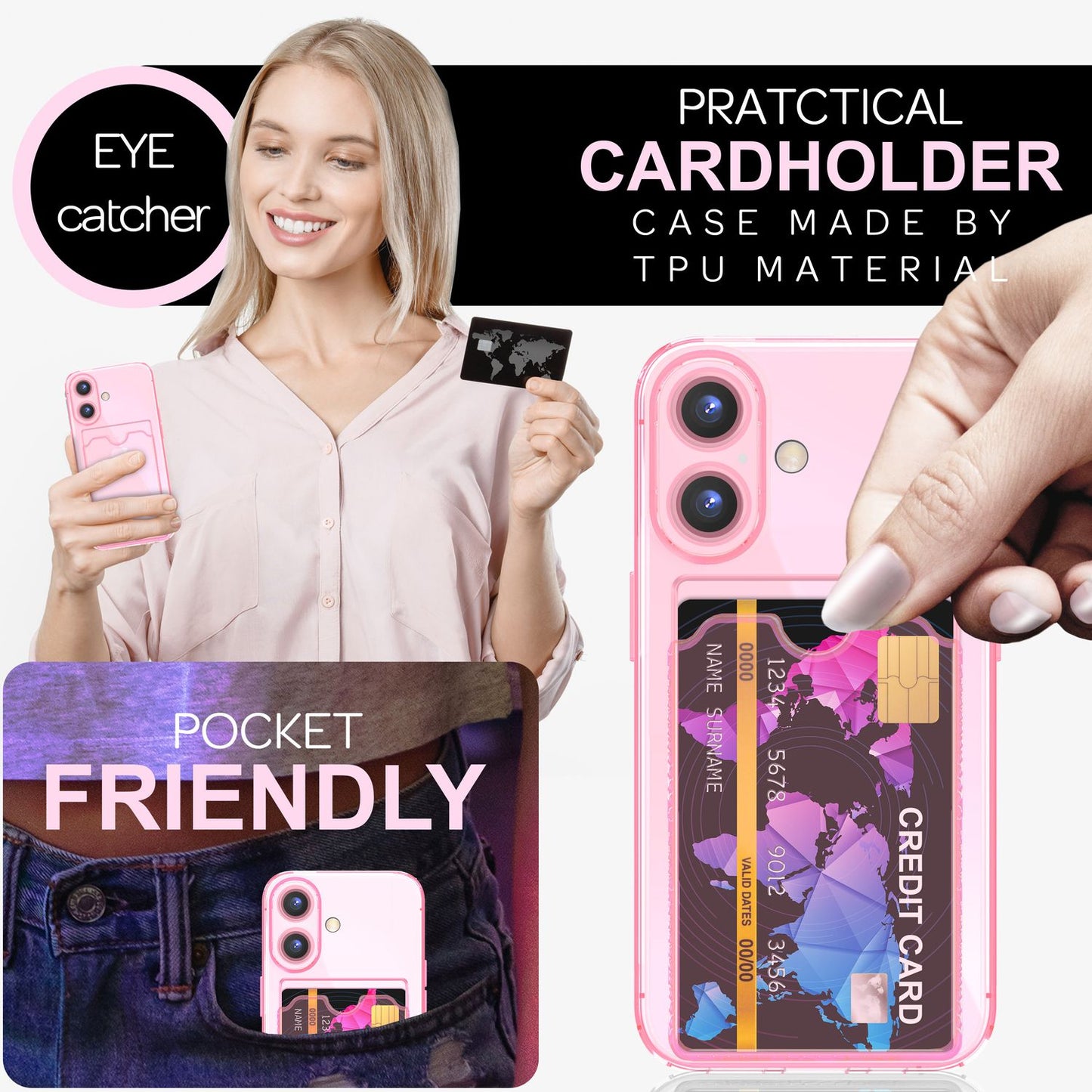 NALIA Neon Silikonhülle für iPhone 16 – Kartenfach & Knallige Signal-Farbe – CARDPOP (Anti-Shock Handyhülle) – Marke aus Berlin