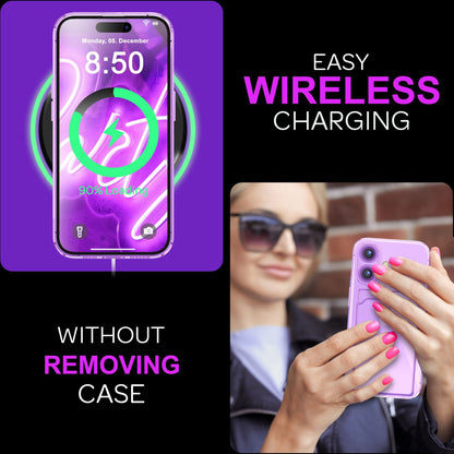 NALIA Neon Silikonhülle für iPhone 16 – Kartenfach & Knallige Signal-Farbe – CARDPOP (Anti-Shock Handyhülle) – Marke aus Berlin
