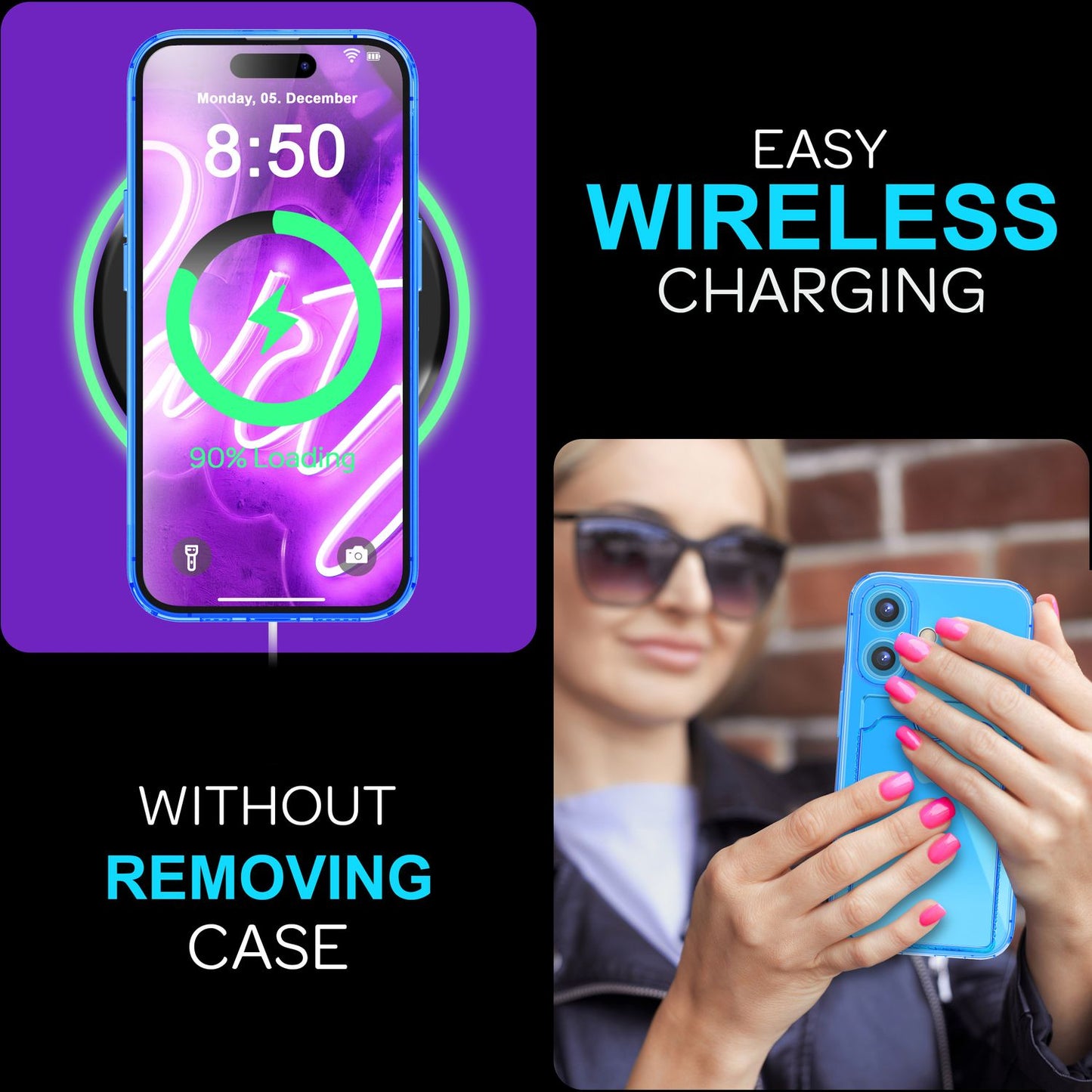 NALIA Neon Silikonhülle für iPhone 16 Plus – Kartenfach & Knallige Signal-Farbe – CARDPOP (Anti-Shock Handyhülle) – Marke aus Berlin