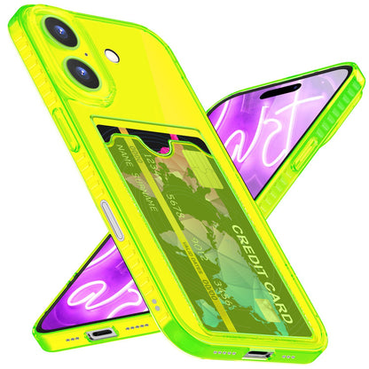 NALIA Neon Silikonhülle für iPhone 16 Plus – Kartenfach & Knallige Signal-Farbe – CARDPOP (Anti-Shock Handyhülle) – Marke aus Berlin