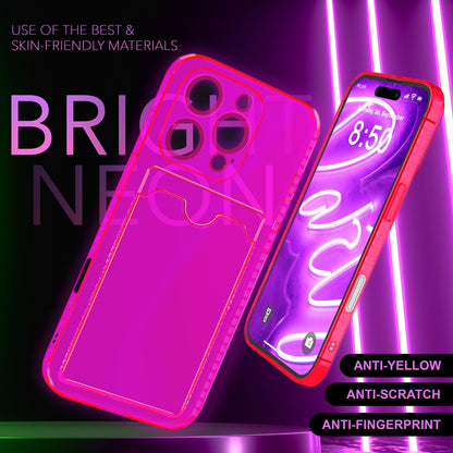 NALIA Neon Silikonhülle für iPhone 16 Pro – Kartenfach & Knallige Signal-Farbe – CARDPOP (Anti-Shock Handyhülle) – Marke aus Berlin