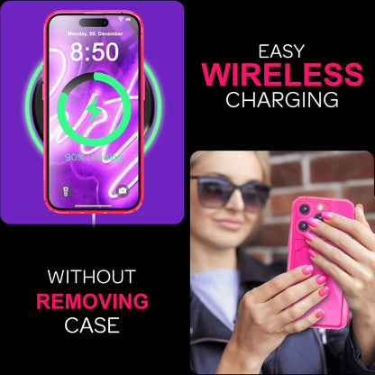 NALIA Neon Silikonhülle für iPhone 16 Pro – Kartenfach & Knallige Signal-Farbe – CARDPOP (Anti-Shock Handyhülle) – Marke aus Berlin