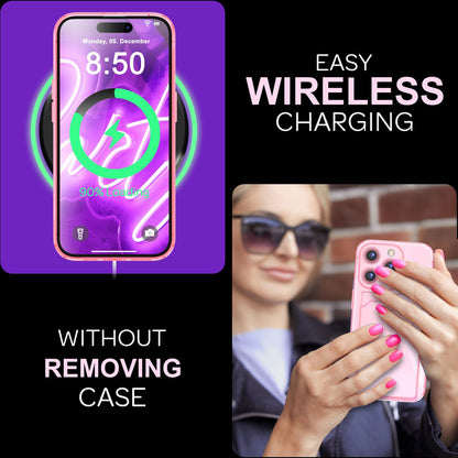 NALIA Neon Silikonhülle für iPhone 16 Pro – Kartenfach & Knallige Signal-Farbe – CARDPOP (Anti-Shock Handyhülle) – Marke aus Berlin
