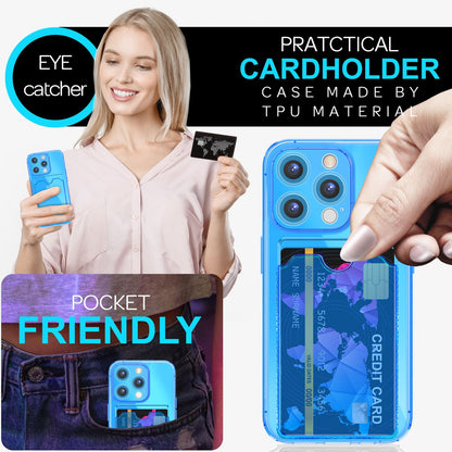 NALIA Neon Silikonhülle für iPhone 16 Pro Max – Kartenfach & Knallige Signal-Farbe – CARDPOP (Anti-Shock Handyhülle) – Marke aus Berlin