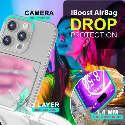 NALIA Neon Silikonhülle für iPhone 16 Pro Max – Kartenfach & Knallige Signal-Farbe – CARDPOP (Anti-Shock Handyhülle) – Marke aus Berlin