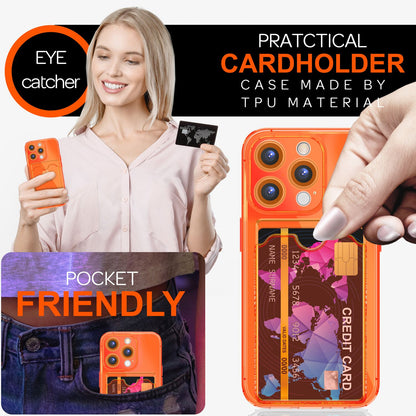 NALIA Neon Silikonhülle für iPhone 16 Pro Max – Kartenfach & Knallige Signal-Farbe – CARDPOP (Anti-Shock Handyhülle) – Marke aus Berlin